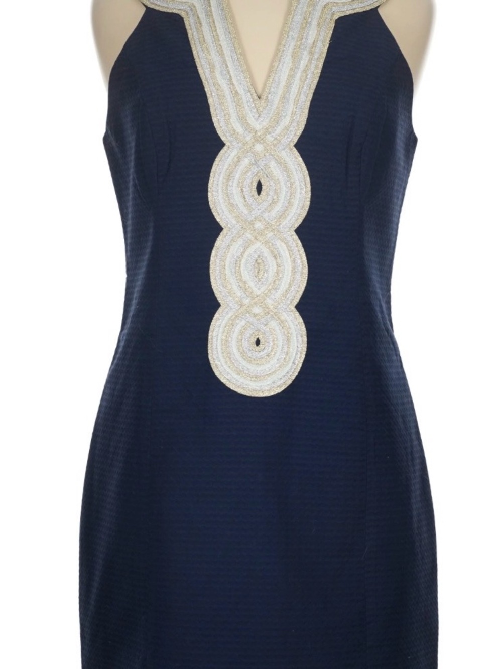 Lilly Pulitzer Navy Sleeveless Midi Dress with Gold Embellished Placket